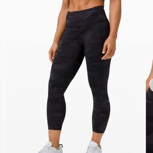 Lululemon Fast And Free Camouflage Crop Leggings